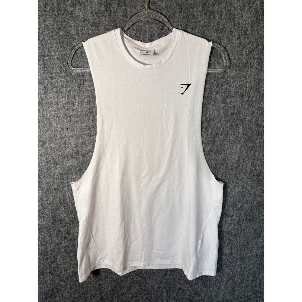 Gymshark Tank Top Mens Medium‎ White Armhole Muscle Sleeveless Workout Training
